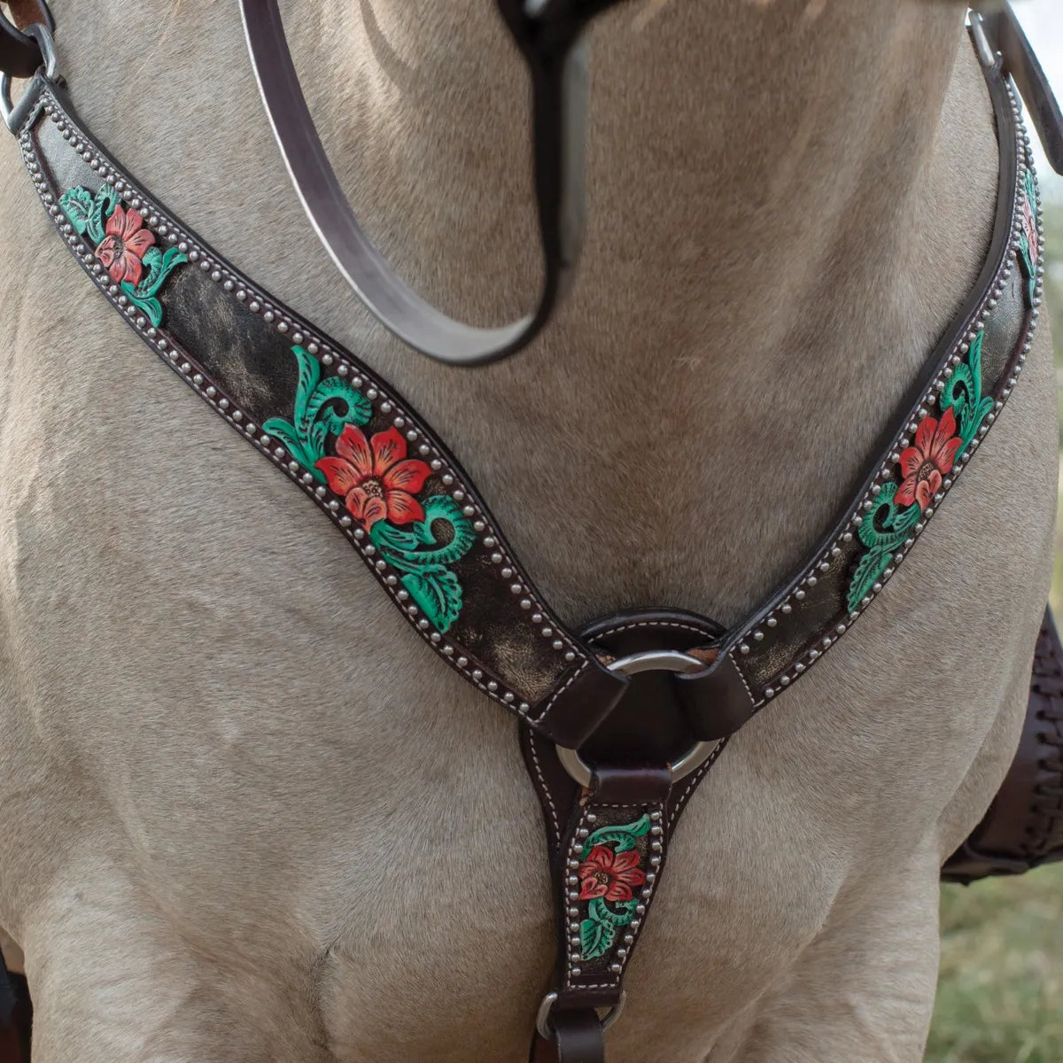 Circle Y Cactus Flower Filigree Breast Collar - Coffman Tack