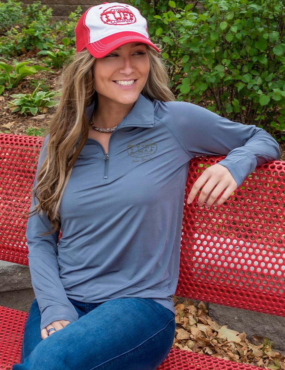 Breathe Instant Cooling UPF Quarter Zip Long Sleeve Shirt w/ Thumbholes (Steel Gray) - Coffman Tack