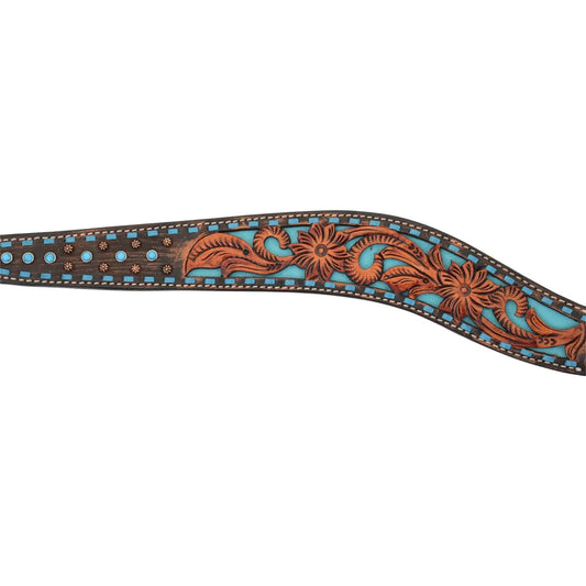 Circle Y Bronco Blue Texas Flower Breast Collar - Coffman Tack