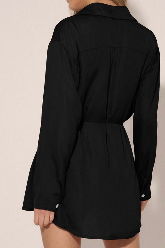 Belt Drawstring Slit Shirt and Shorts