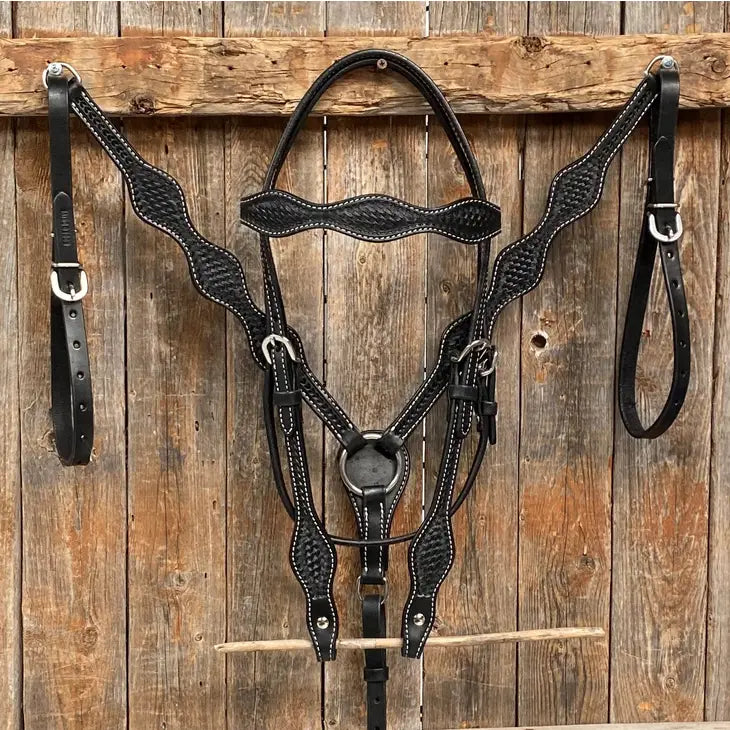 Basketweave Scalloped Black Tack Sets - Coffman Tack