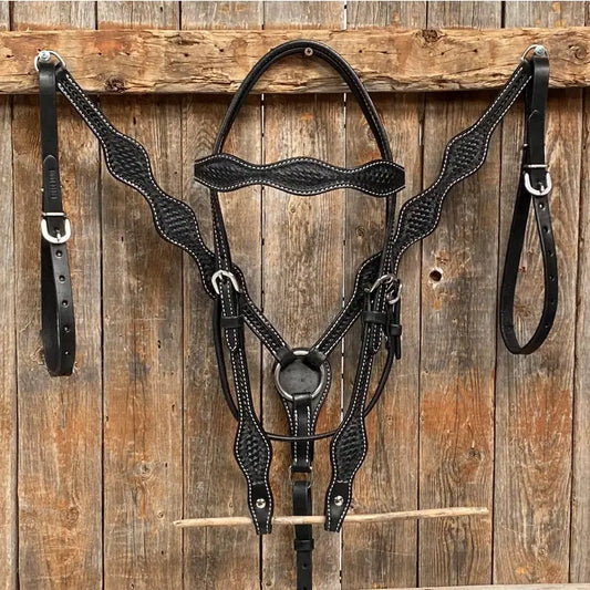 Basketweave Scalloped Black Tack Sets - Coffman Tack