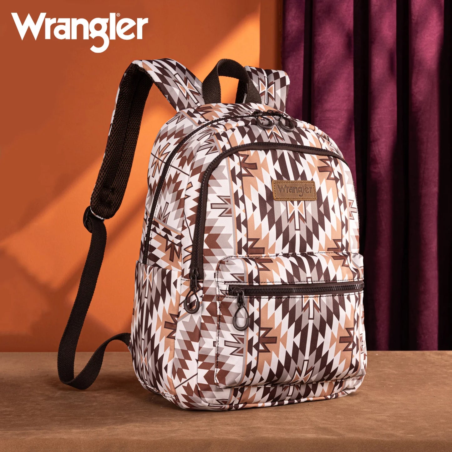 Wrangler Aztec Print Backpack -Brown