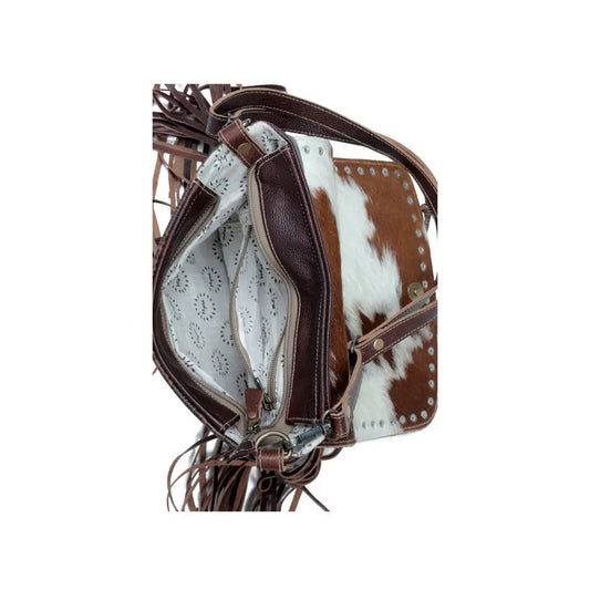 Carved Blossoms Leather & Hair on bag