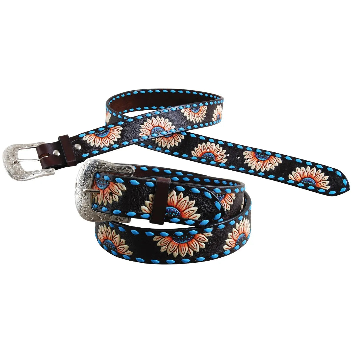 Circle Y Sunflower Buckstitch Belt - Coffman Tack