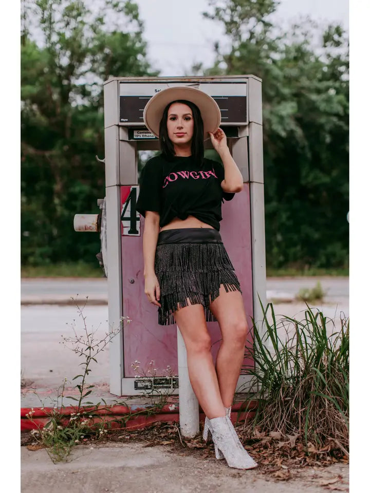 Cowgirl 3D Sequin Embroidered Tee