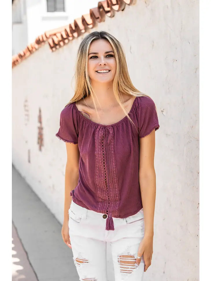 Purple Verona Blouse with Tassel - Coffman Tack