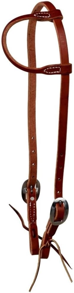 Berlin Custom Leather Headstall Rolled Ear S.S. Hardware Brown - Coffman Tack