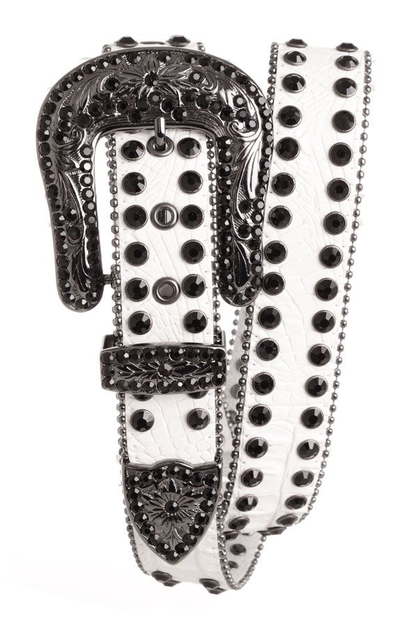2 Line Rhinestone Studded Leather Belt - Coffman Tack