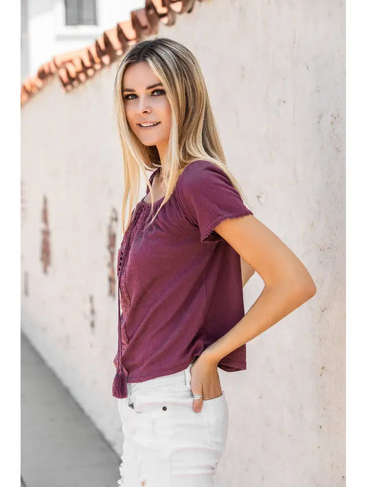 Purple Verona Blouse with Tassel - Coffman Tack