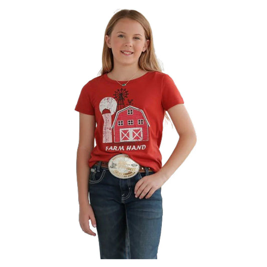 Cruel Girl Girls' Ranch Hand Short Sleeve Tee - Red