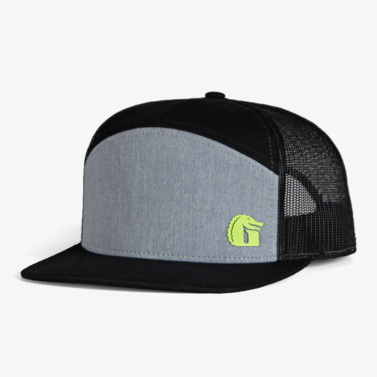 FLAT BILL 7-PANEL HAT Black & Grey