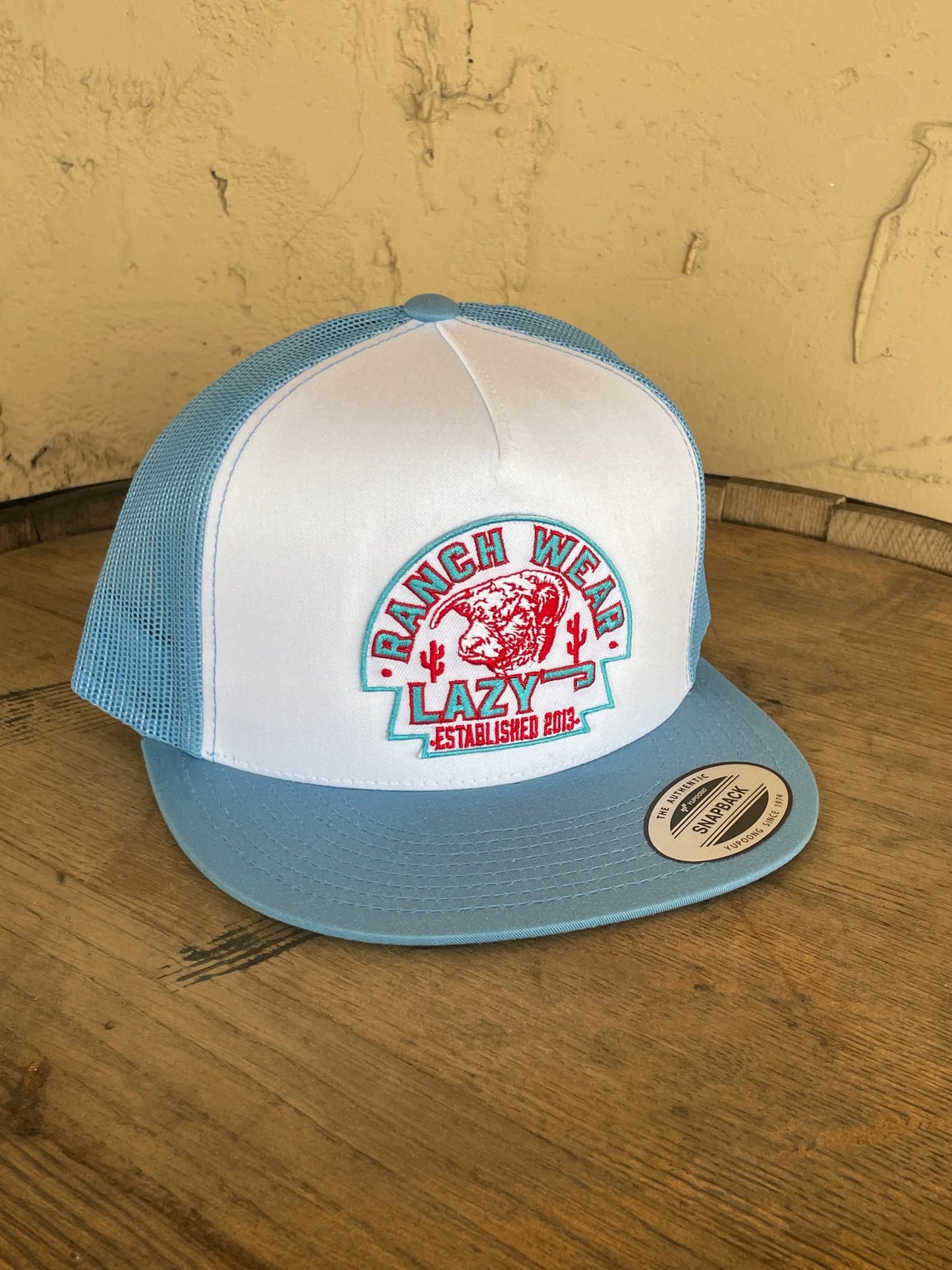 Lazy J Ranch Wear Baby Blue & White 4" Arrowhead Cap - Coffman Tack