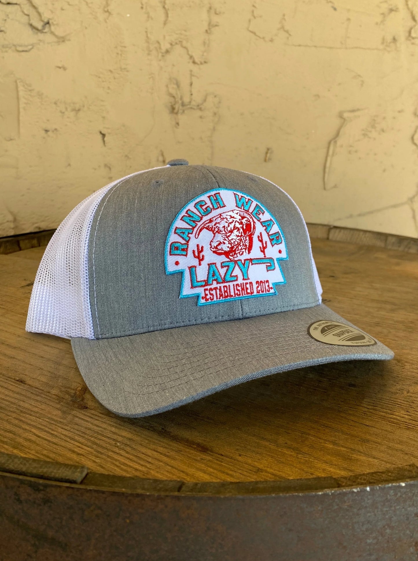 Lazy J Ranch Wear Grey & White 3.5" Arrowhead Patch Cap - Coffman Tack
