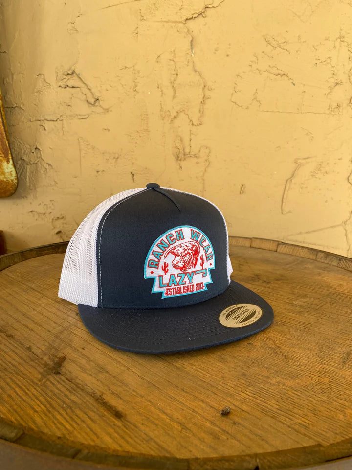 Lazy J Ranch Wear Navy & White 4" Arrowhead Patch Cap