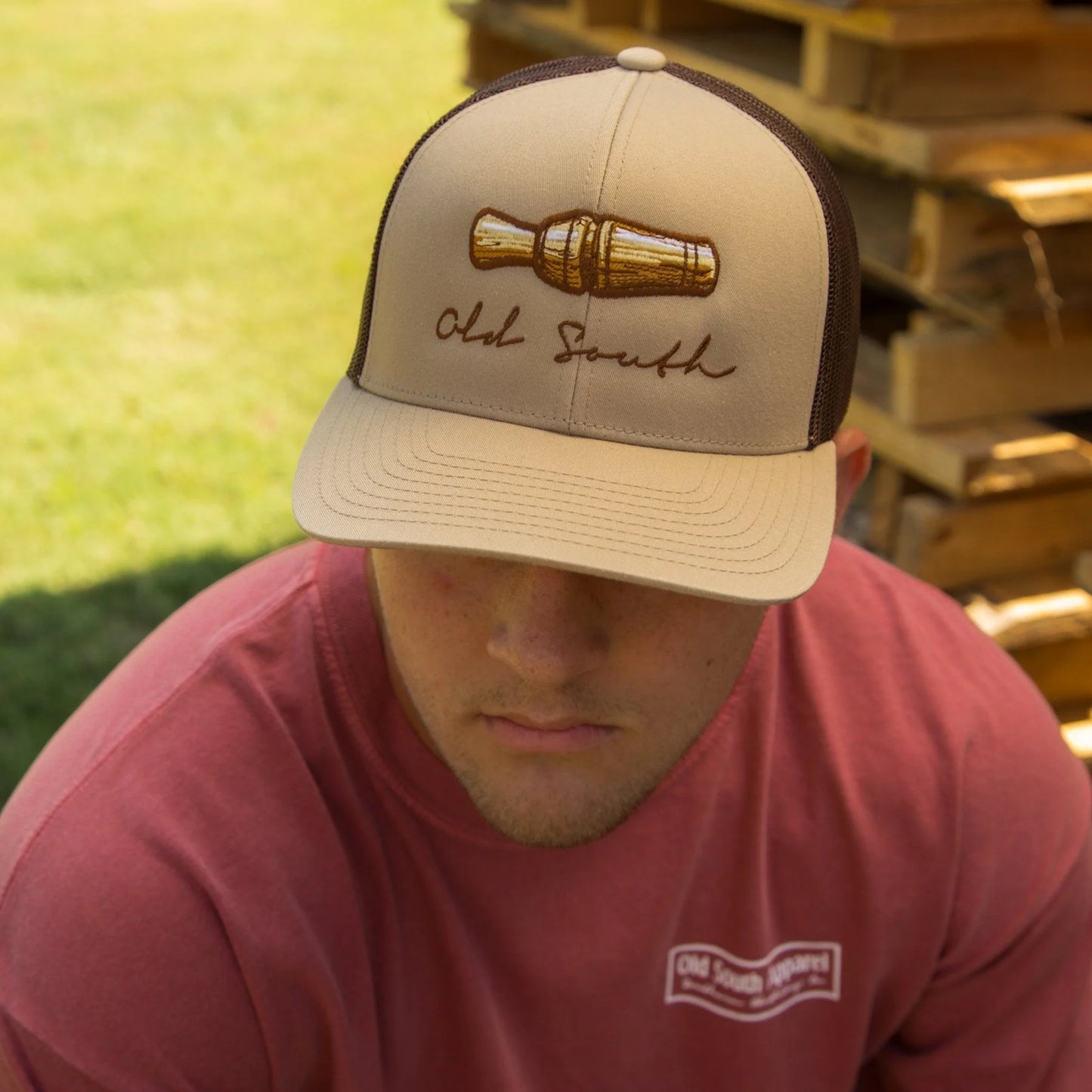Duck Call - Trucker Hat - Khaki - Coffman Tack