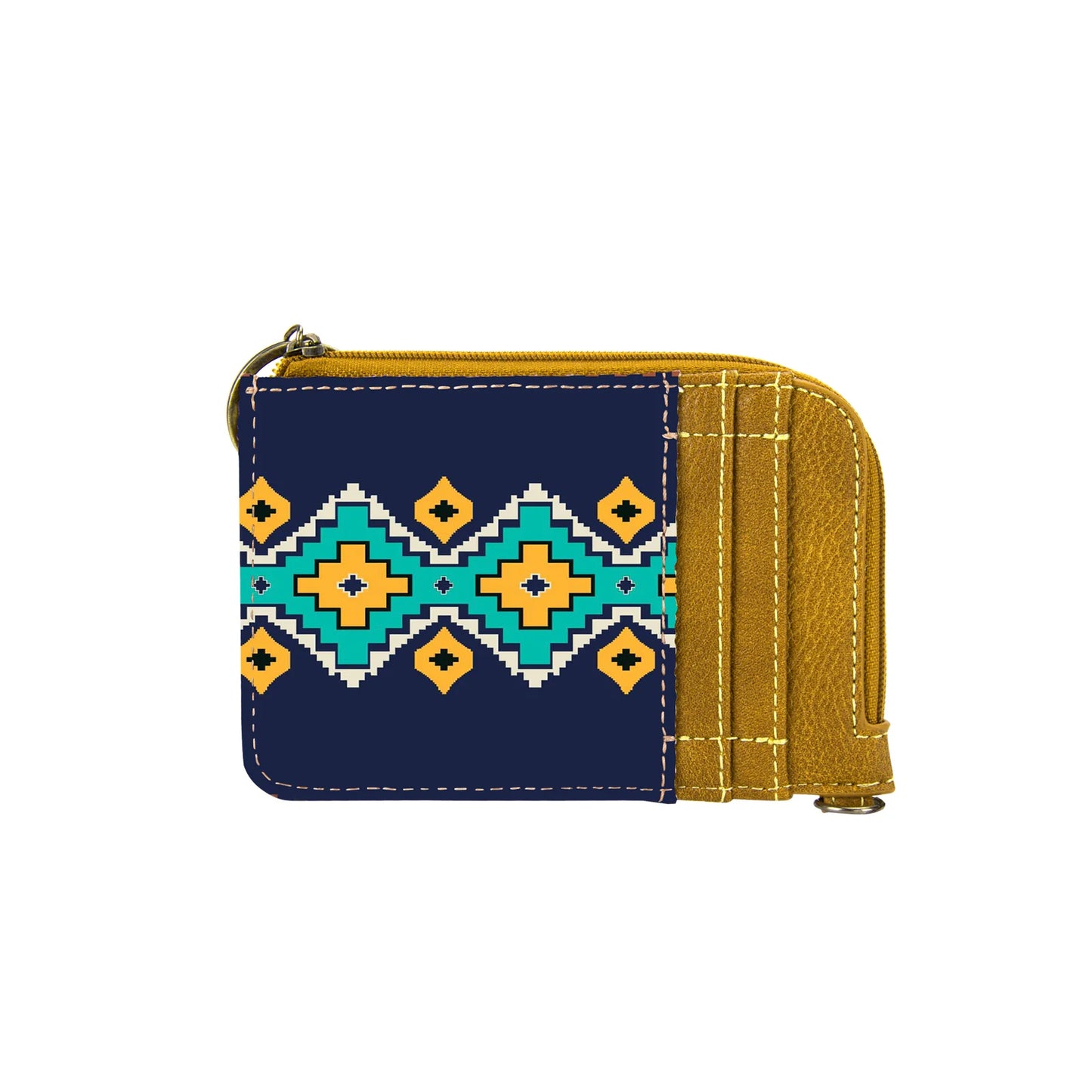 Wrangler Southwestern Art Print Mini Zip Card Case -Mustard - Coffman Tack