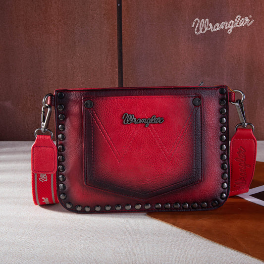 Wrangler Rivets Studded Wristlet/ Crossbody - Red