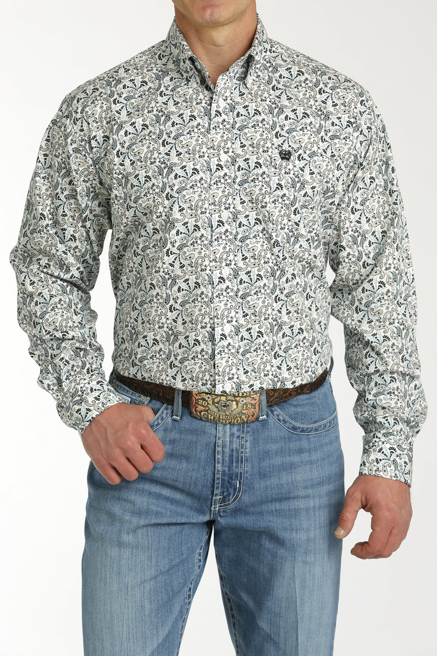 cinch dress shirt Cinch White Paisley Men's shirt – Coffman Tack