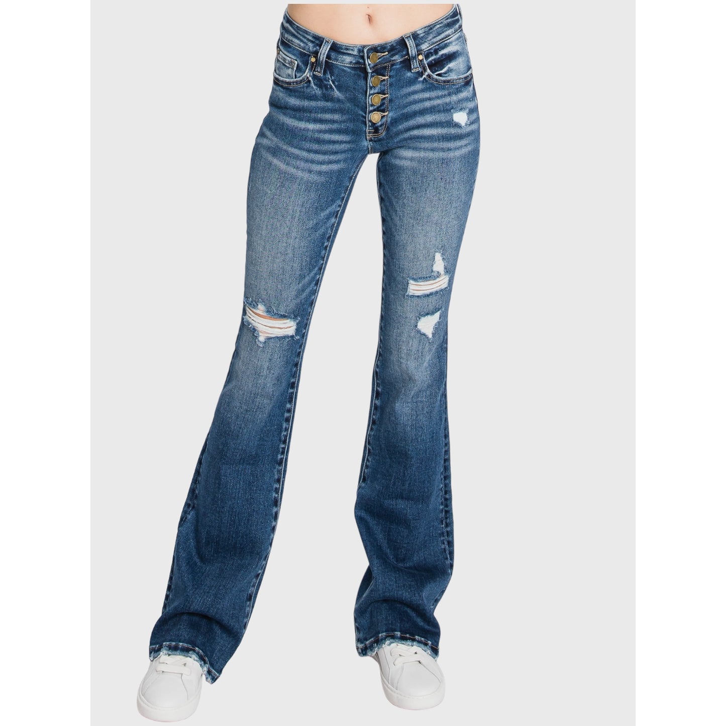 Petra 153 Button Up Distressed Low Rise Stretch Flare - Coffman Tack