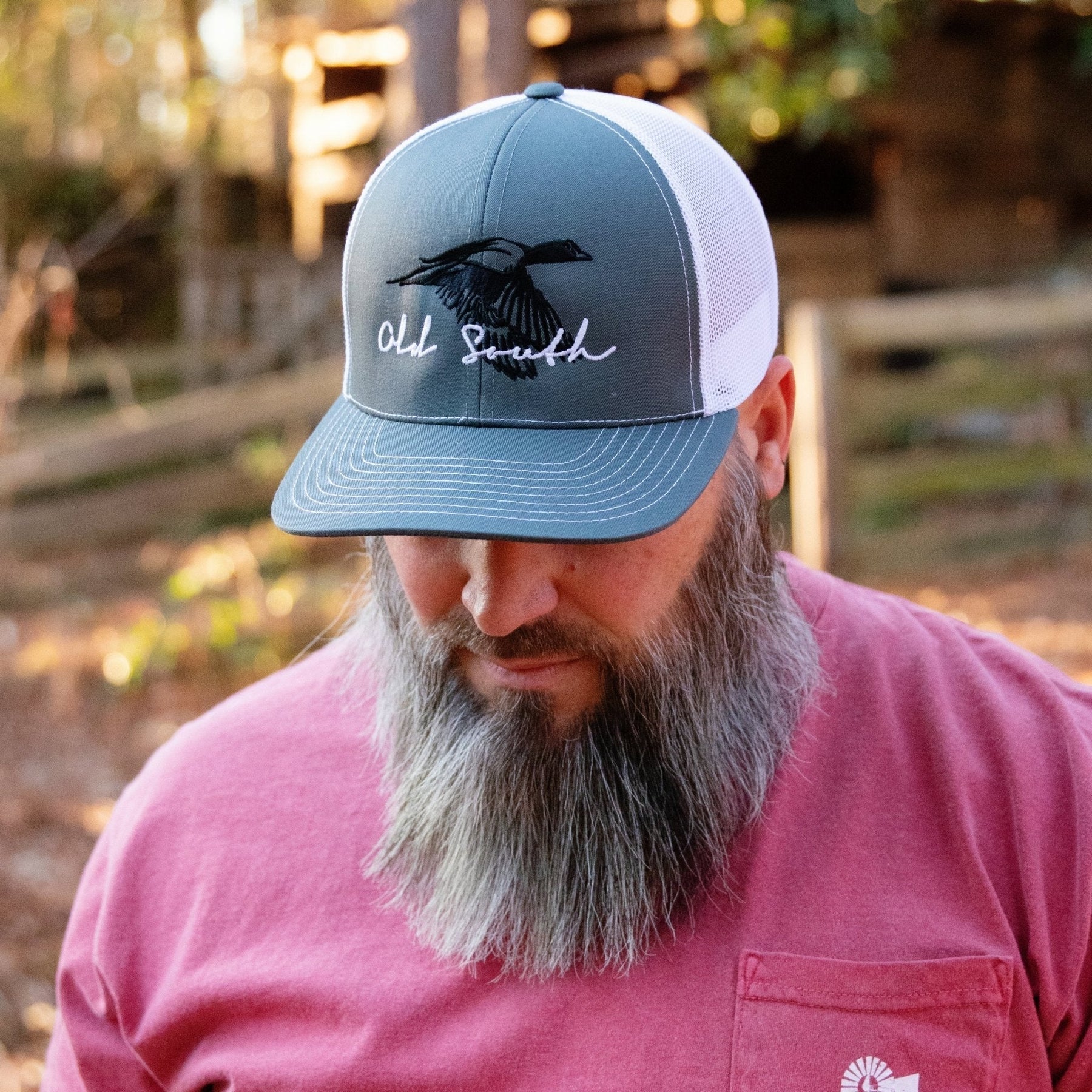 Flying Wood Duck - Trucker Hat Cardinal / White