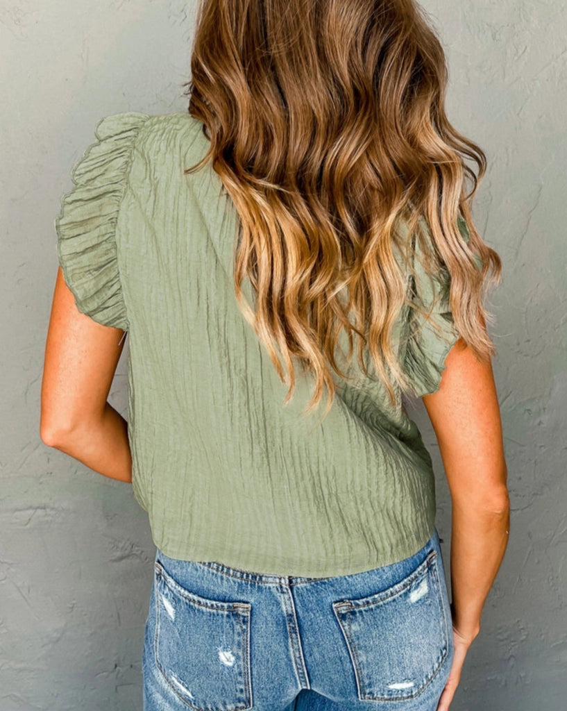 Flutter Sleeve Textured Blouse - Coffman Tack