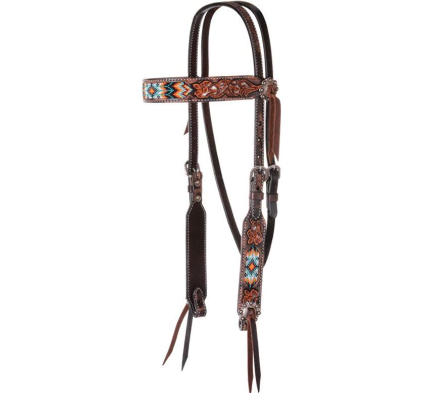 Circle Y Filigree Beaded Cream Headstall - Coffman Tack