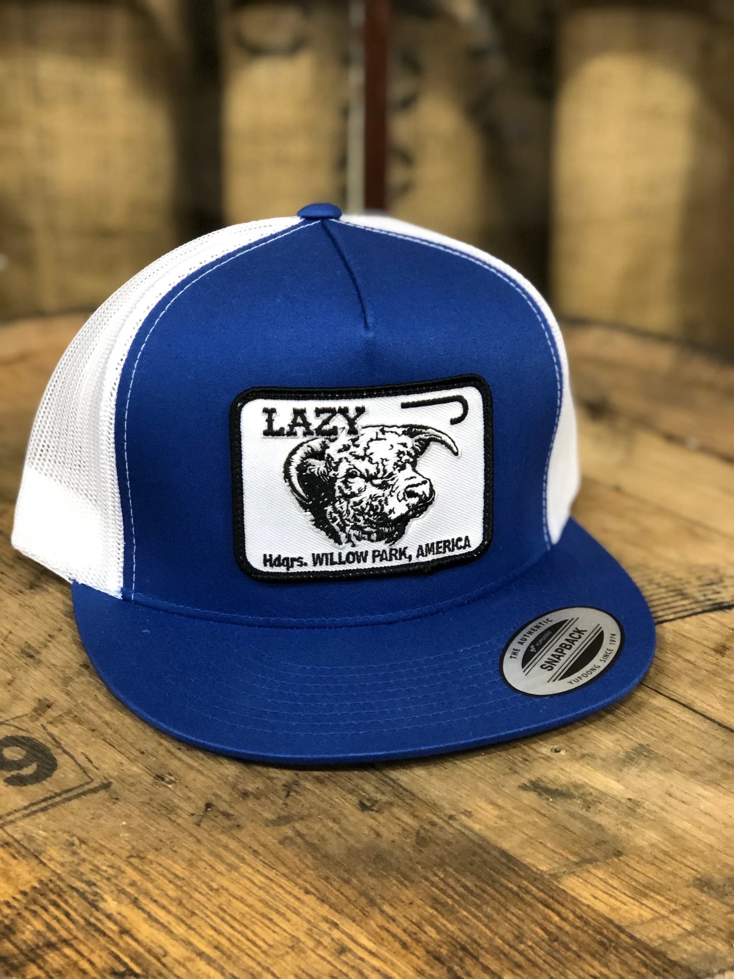 Lazy J Ranch Wear Royal Blue & White 4" Cattle Headquarters Cap - Coffman Tack