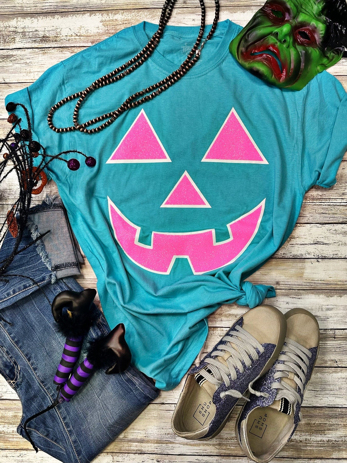 Glitter Jack O' Lantern Tee - Coffman Tack