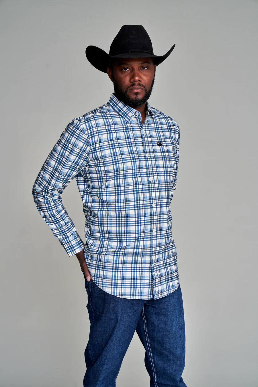 Kimes Ranch Manzano Plaid Blue Button Down Shirt - Coffman Tack
