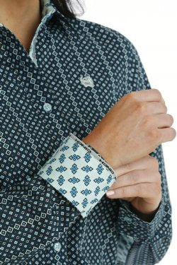 WOMEN'S BUTTON-DOWN WESTERN SHIRT - BLUE - Coffman Tack