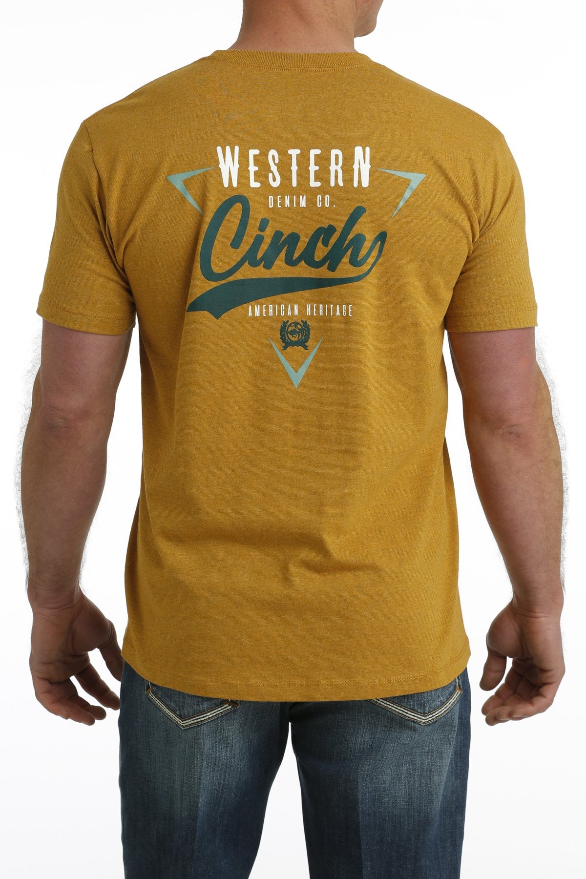 MEN'S WESTERN DENIM CO CINCH TEE - GOLD - Coffman Tack