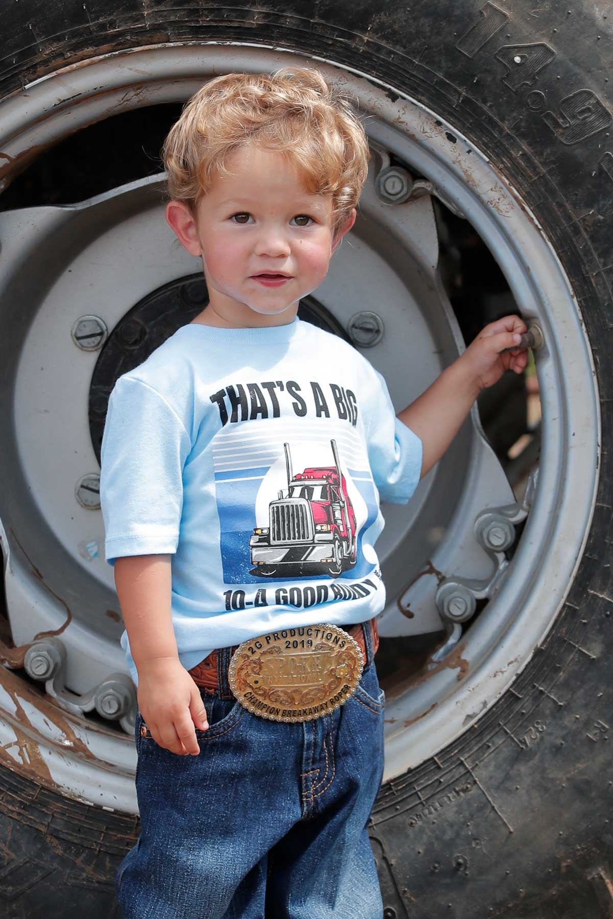 TODDLER BIG 10-4 CREW NECK TEE - LIGHT BLUE
