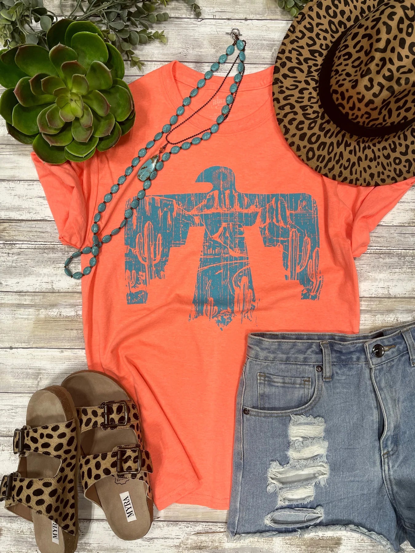 Retro Neon Thunderbird Tee - Coffman Tack