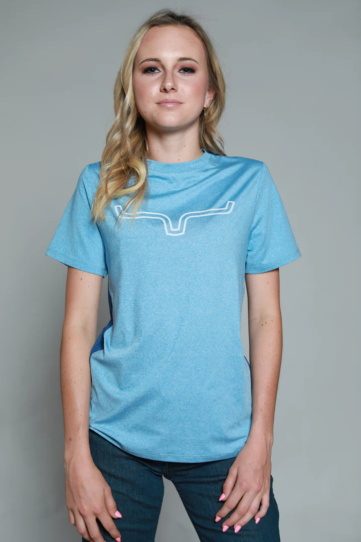Kimes Ranch Ladies Phase 2 Turquoise Heather Tech Tee - Coffman Tack