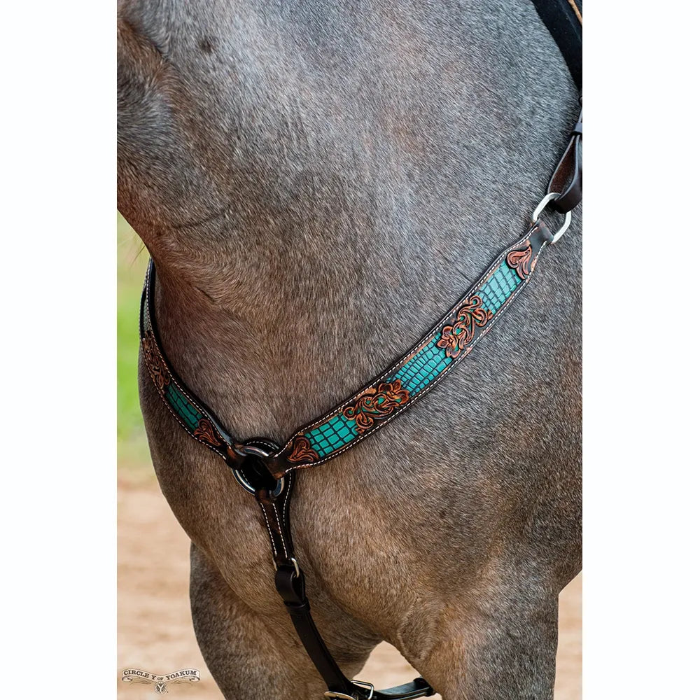 Circle Y Filgree Turquoise Gator Breast Collar - Coffman Tack