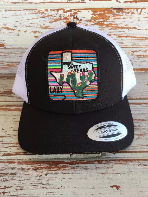 Lazy J Ranch Wear Black & White 3.5" Home Sweet Texas Cap - Coffman Tack