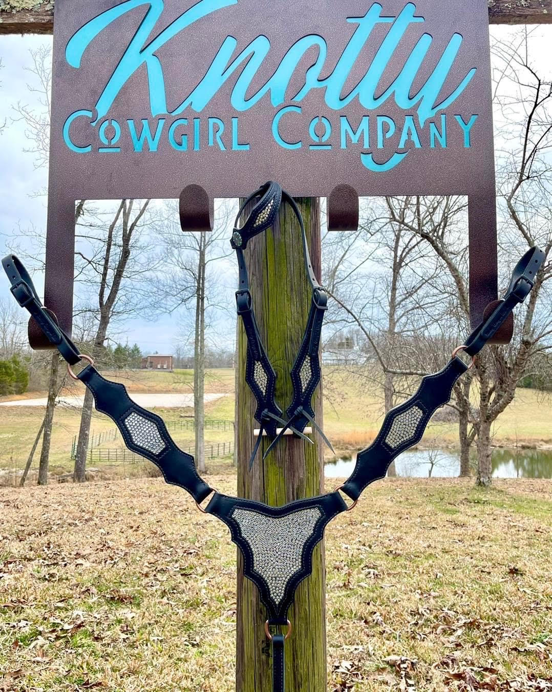 Knotty Cowgirl Co. Black Bling OE & Breast Collar - Coffman Tack