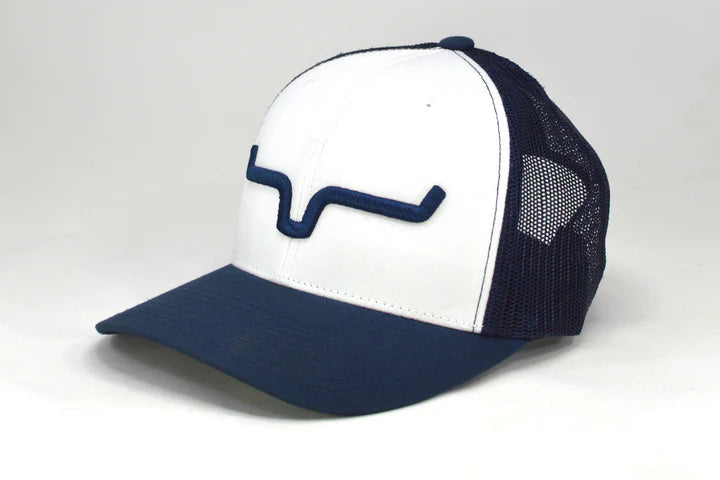 Kimes Ranch Weekly Trucker White/Navy Hat - Coffman Tack