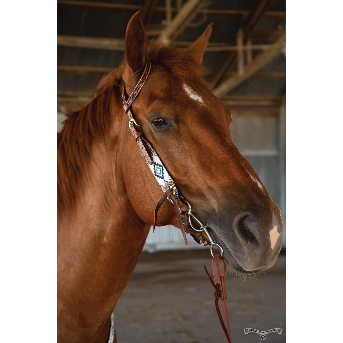 Circle Y Flat Infinity Beaded One Ear Headstall - Coffman Tack