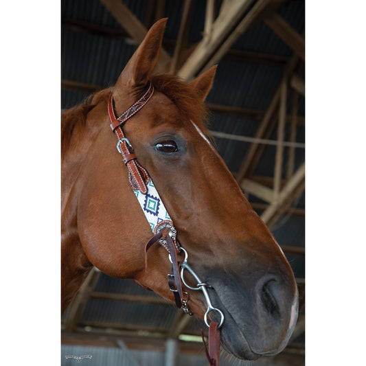 Circle Y Flat Infinity Beaded One Ear Headstall - Coffman Tack