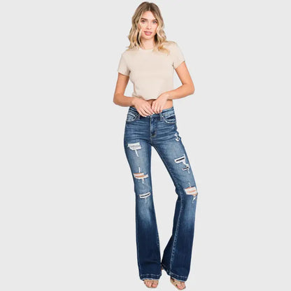 Petra Destroyed Mid Rise Stretch Flare