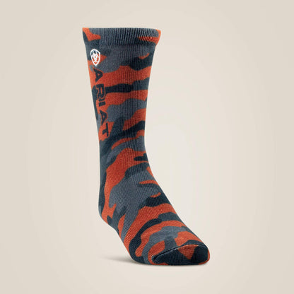 Orange Camo/Black Kids Graphic Crew Sock 2 Pair Mulit Color Pack