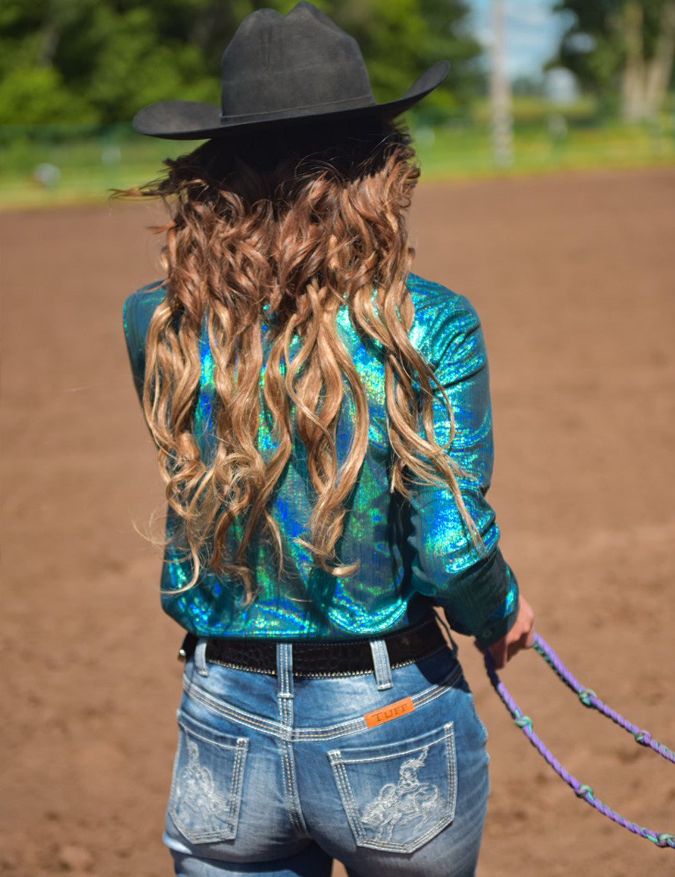 Pullover Button Up (Turquoise Metallic Shimmer Lightweight Stretch Jersey)