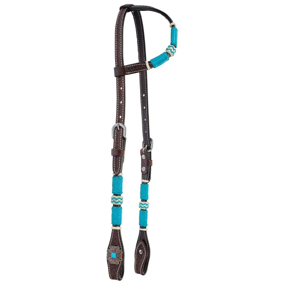 Circle Y Turquiose Round Up One Ear Headstall - Coffman Tack