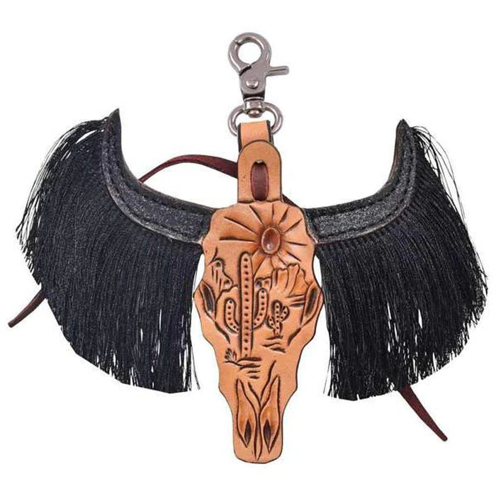 Circle Y Saddlery Desert Black Fringe Cowhead Saddle Charm