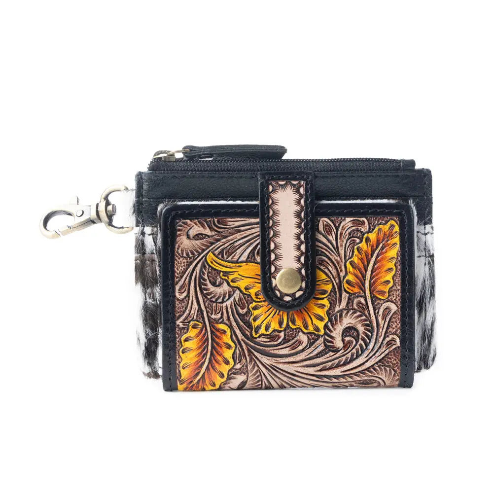 Wildflowers of the Prairie Credit Card Holder in Black & Brown