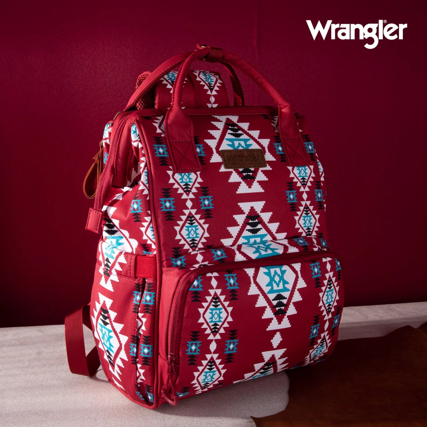 Wrangler Allover Wrangler Aztec Printed Callie Backpack - Burgundy