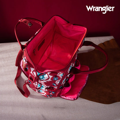 Wrangler Allover Wrangler Aztec Printed Callie Backpack - Burgundy