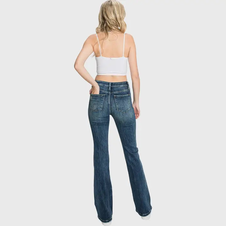 Petra Dark Mid Rise Stretch Classic Bootcut Jeans